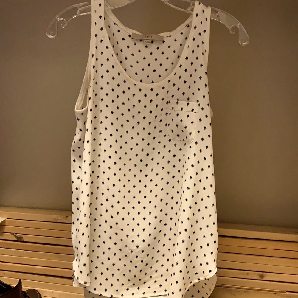 White and Blue Crepe Tank